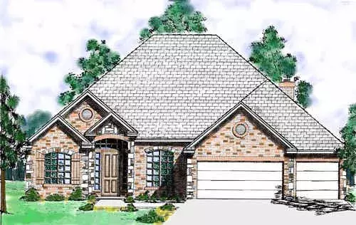 Traditional house plans 3-174 - front exterior, 2,647 sq ft, 3 bed, 3 bath house plans | Monster House Plans