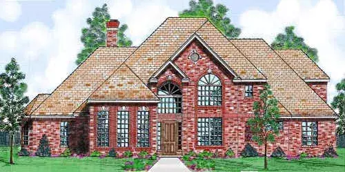 European house plans 3-201 - front exterior, 3,240 sq ft, 4 bed, 4 bath house plans | Monster House Plans