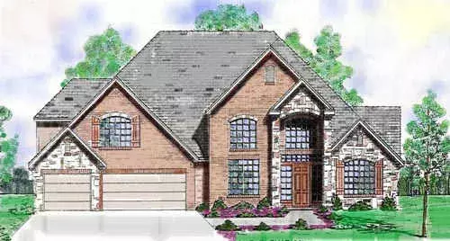 Traditional house plans 3-222 - front exterior, 3,949 sq ft, 4 bed, 4 bath house plans | Monster House Plans