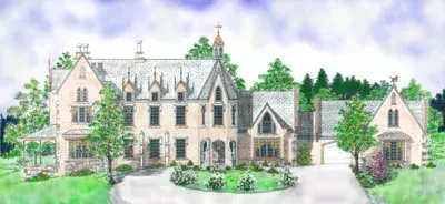 European house plans 3-223 - front exterior, 4,006 sq ft, 4 bed, 3 bath house plans | Monster House Plans