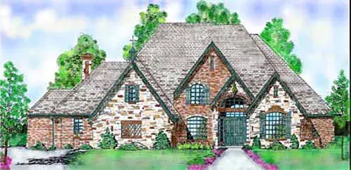 European house plans 3-234 - front exterior, 4,859 sq ft, 4 bed, 4 bath house plans | Monster House Plans