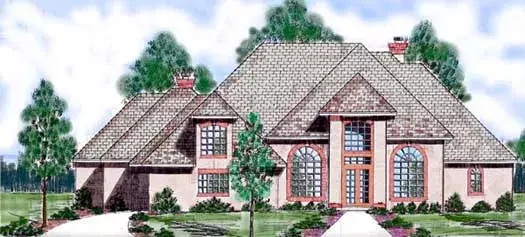 European house plans 3-235 - front exterior, 5,379 sq ft, 5 bed, 5 bath house plans | Monster House Plans