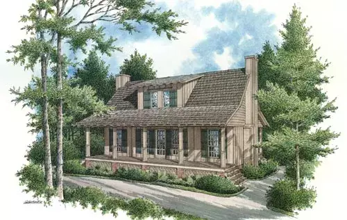 Country house plans 30-110 - front exterior, 1,034 sq ft, 2 bed, 2 bath house plans | Monster House Plans