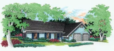 Ranch house plans 30-114 - front exterior, 1,000 sq ft, 3 bed, 2 bath house plans | Monster House Plans