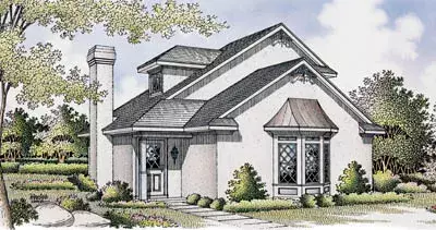 European house plans 30-115 - front exterior, 1,081 sq ft, 2 bed, 2 bath house plans | Monster House Plans