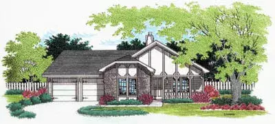 Traditional house plans 30-120 - front exterior, 1,160 sq ft, 3 bed, 2 bath house plans | Monster House Plans