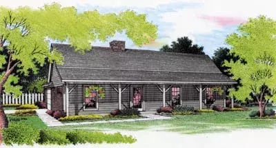 Country house plans 30-129 - front exterior, 1,191 sq ft, 3 bed, 2 bath house plans | Monster House Plans