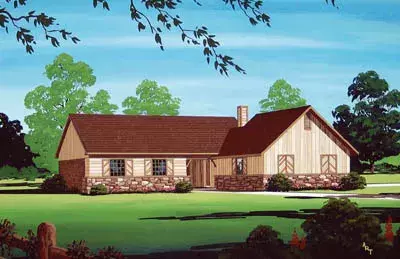 Traditional house plans 30-136 - front exterior, 1,230 sq ft, 3 bed, 2 bath house plans | Monster House Plans