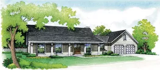 Country house plans 30-143 - front exterior, 1,395 sq ft, 3 bed, 2 bath house plans | Monster House Plans