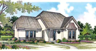 European house plans 30-147 - front exterior, 1,391 sq ft, 3 bed, 3 bath house plans | Monster House Plans