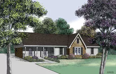 Country house plans 30-150 - front exterior, 1,400 sq ft, 3 bed, 2 bath house plans | Monster House Plans