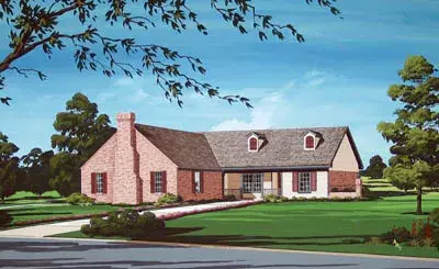 Traditional house plans 30-151 - front exterior, 1,400 sq ft, 4 bed, 2 bath house plans | Monster House Plans