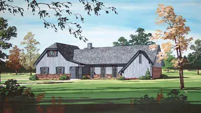 Country house plans 30-152 - front exterior, 1,405 sq ft, 3 bed, 2 bath house plans | Monster House Plans