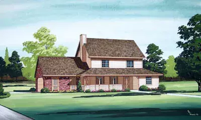 Country house plans 30-153 - front exterior, 1,487 sq ft, 3 bed, 2 bath house plans | Monster House Plans