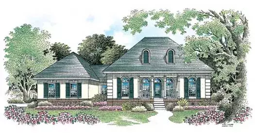 European house plans 30-159 - front exterior, 1,434 sq ft, 3 bed, 2 bath house plans | Monster House Plans