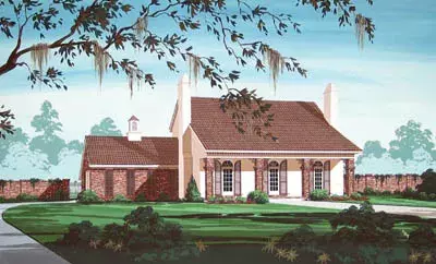 European house plans 30-177 - front exterior, 1,600 sq ft, 3 bed, 2 bath house plans | Monster House Plans