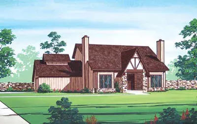 English Country house plans 30-179 - front exterior, 1,616 sq ft, 3 bed, 2 bath house plans | Monster House Plans