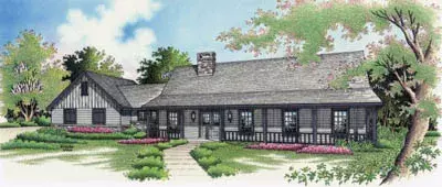 Ranch house plans 30-194 - front exterior, 1,800 sq ft, 3 bed, 2 bath house plans | Monster House Plans