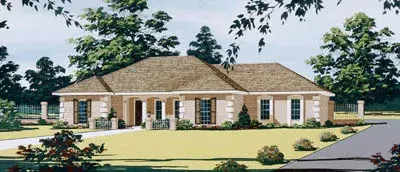 European house plans 30-197 - front exterior, 1,868 sq ft, 3 bed, 2 bath house plans | Monster House Plans