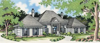 European house plans 30-222 - front exterior, 2,023 sq ft, 3 bed, 2 bath house plans | Monster House Plans