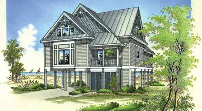 Coastal house plans 30-224 - front exterior, 2,020 sq ft, 4 bed, 3 bath house plans | Monster House Plans