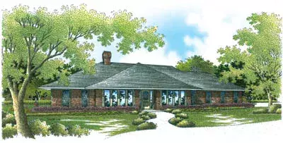 Ranch house plans 30-241 - front exterior, 2,240 sq ft, 4 bed, 2 bath house plans | Monster House Plans