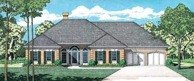 European house plans 30-248 - front exterior, 2,396 sq ft, 4 bed, 2 bath house plans | Monster House Plans