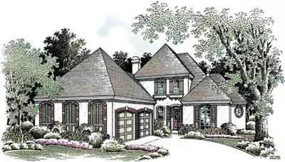 European house plans 30-260 - front exterior, 2,472 sq ft, 3 bed, 2 bath house plans | Monster House Plans