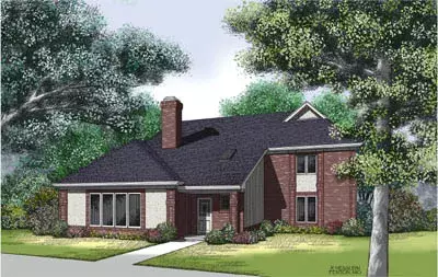 Traditional house plans 30-272 - front exterior, 2,654 sq ft, 3 bed, 2 bath house plans | Monster House Plans