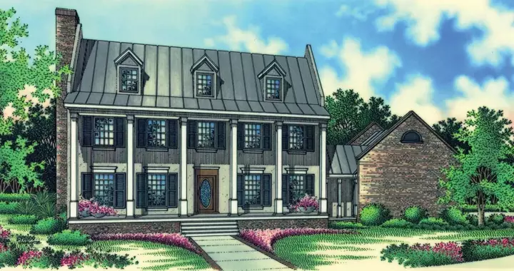 Plantation house plans 30-281 - front exterior, 2,888 sq ft, 4 bed, 3 bath house plans | Monster House Plans