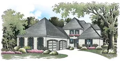 European house plans 30-284 - front exterior, 2,918 sq ft, 4 bed, 3 bath house plans | Monster House Plans
