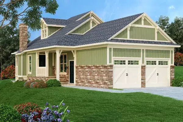 Country house plans 30-326 - front exterior, 1,062 sq ft, 2 bed, 2 bath house plans | Monster House Plans