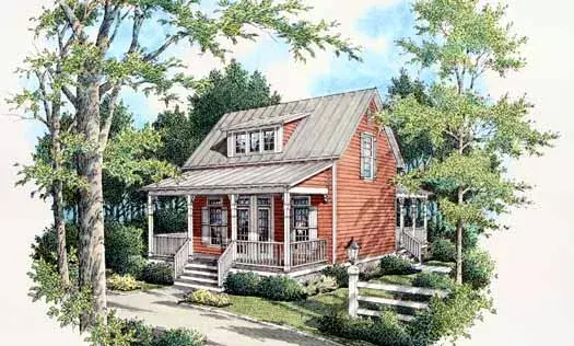 Cottage house plans 30-327 - front exterior, 1,383 sq ft, 3 bed, 2 bath house plans | Monster House Plans