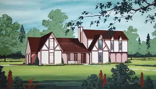 Tudor house plans 30-333 - front exterior, 1,936 sq ft, 3 bed, 2 bath house plans | Monster House Plans