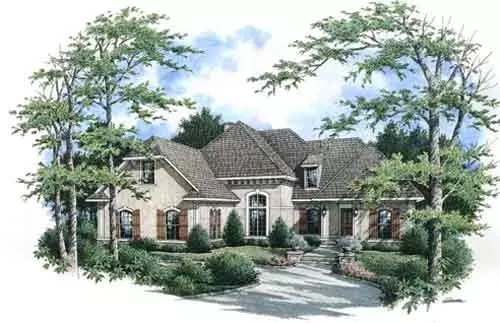 European house plans 30-346 - front exterior, 2,294 sq ft, 3 bed, 3 bath house plans | Monster House Plans