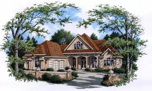 European house plans 30-348 - front exterior, 1,646 sq ft, 3 bed, 2 bath house plans | Monster House Plans
