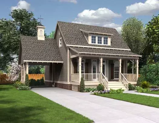 Bungalow house plans 30-360 - front exterior, 1,628 sq ft, 4 bed, 2 bath house plans | Monster House Plans