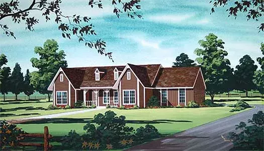 Country house plans 30-366 - front exterior, 1,860 sq ft, 3 bed, 2 bath house plans | Monster House Plans