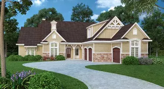 Traditional house plans 30-377 - front exterior, 2,530 sq ft, 4 bed, 2 bath house plans | Monster House Plans
