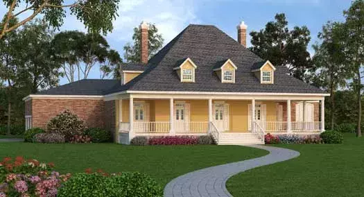 Country house plans 30-379 - front exterior, 4,005 sq ft, 4 bed, 3 bath house plans | Monster House Plans