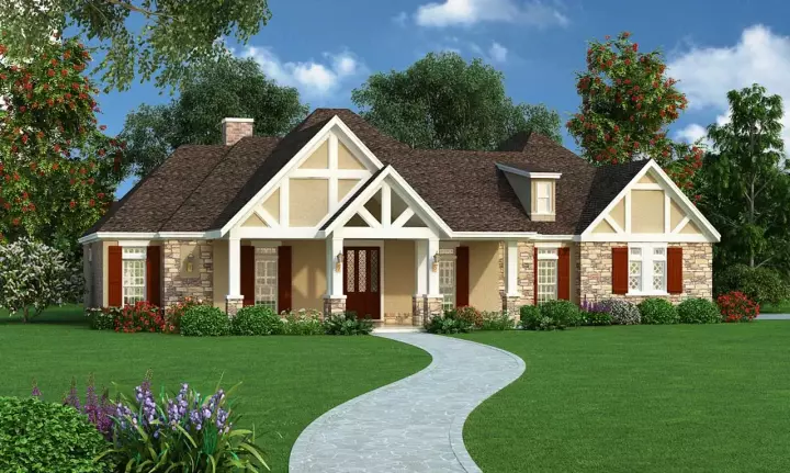 English Country house plans 30-382 - front exterior, 2,342 sq ft, 4 bed, 3 bath house plans | Monster House Plans