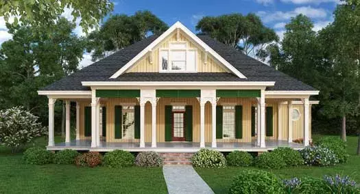 Southern house plans 30-389 - front exterior, 1,832 sq ft, 3 bed, 2 bath house plans | Monster House Plans