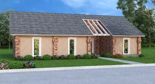 Contemporary house plans 30-395 - front exterior, 1,200 sq ft, 3 bed, 2 bath house plans | Monster House Plans