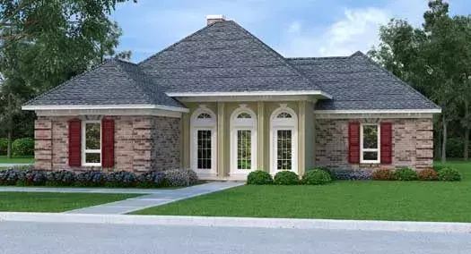 Southern house plans 30-406 - front exterior, 1,961 sq ft, 3 bed, 2 bath house plans | Monster House Plans