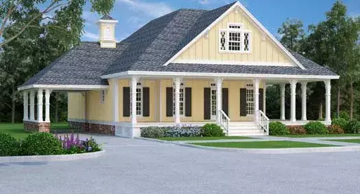 Country house plans 30-409 - front exterior, 1,977 sq ft, 4 bed, 2 bath house plans | Monster House Plans