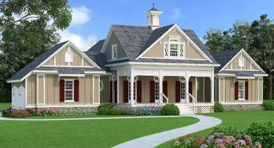 Southern house plans 30-410 - front exterior, 2,150 sq ft, 3 bed, 2 bath house plans | Monster House Plans