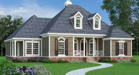 Southern house plans 30-411 - front exterior, 1,688 sq ft, 3 bed, 2 bath house plans | Monster House Plans