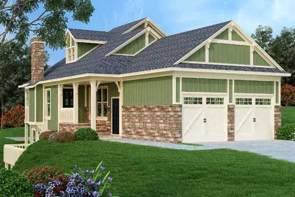 Country house plans 30-413 - front exterior, 1,062 sq ft, 2 bed, 2 bath house plans | Monster House Plans