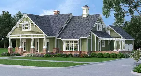 Craftsman house plans 30-414 - front exterior, 3,036 sq ft, 5 bed, 4 bath house plans | Monster House Plans
