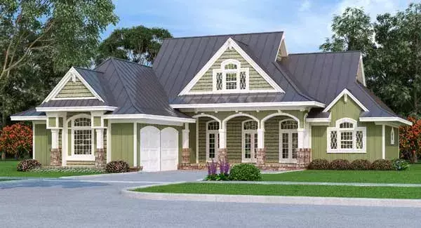 Country house plans 30-427 - front exterior, 2,086 sq ft, 3 bed, 2 bath house plans | Monster House Plans